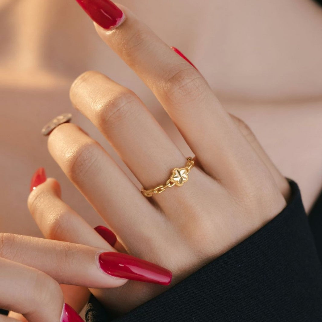 Peach Blossom Sterling Silver 925 Ring Female Light Luxury High-Grade Flower Ring Ins Little Red Book Same Peach Blossom Ring