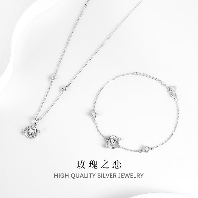 Sterling Silver Rose Jewelry – Zircon Accents
