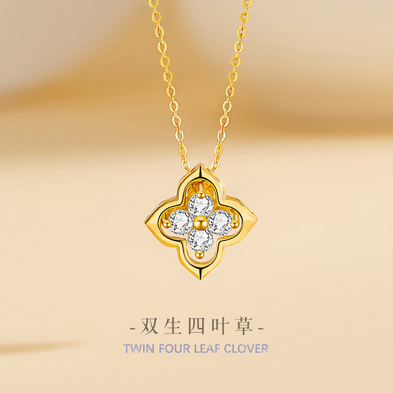 Lucky Clover Sterling Silver 925 Necklace Women's High-Grade Smart Detachable Shining Clavicle Chain Ins Star Pendant