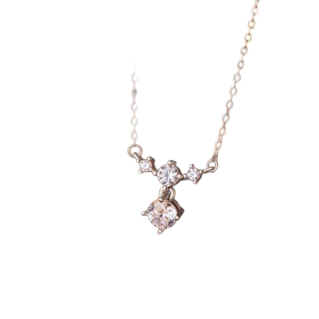 Sterling Silver Laurel and Star Necklace – Zircon Accents