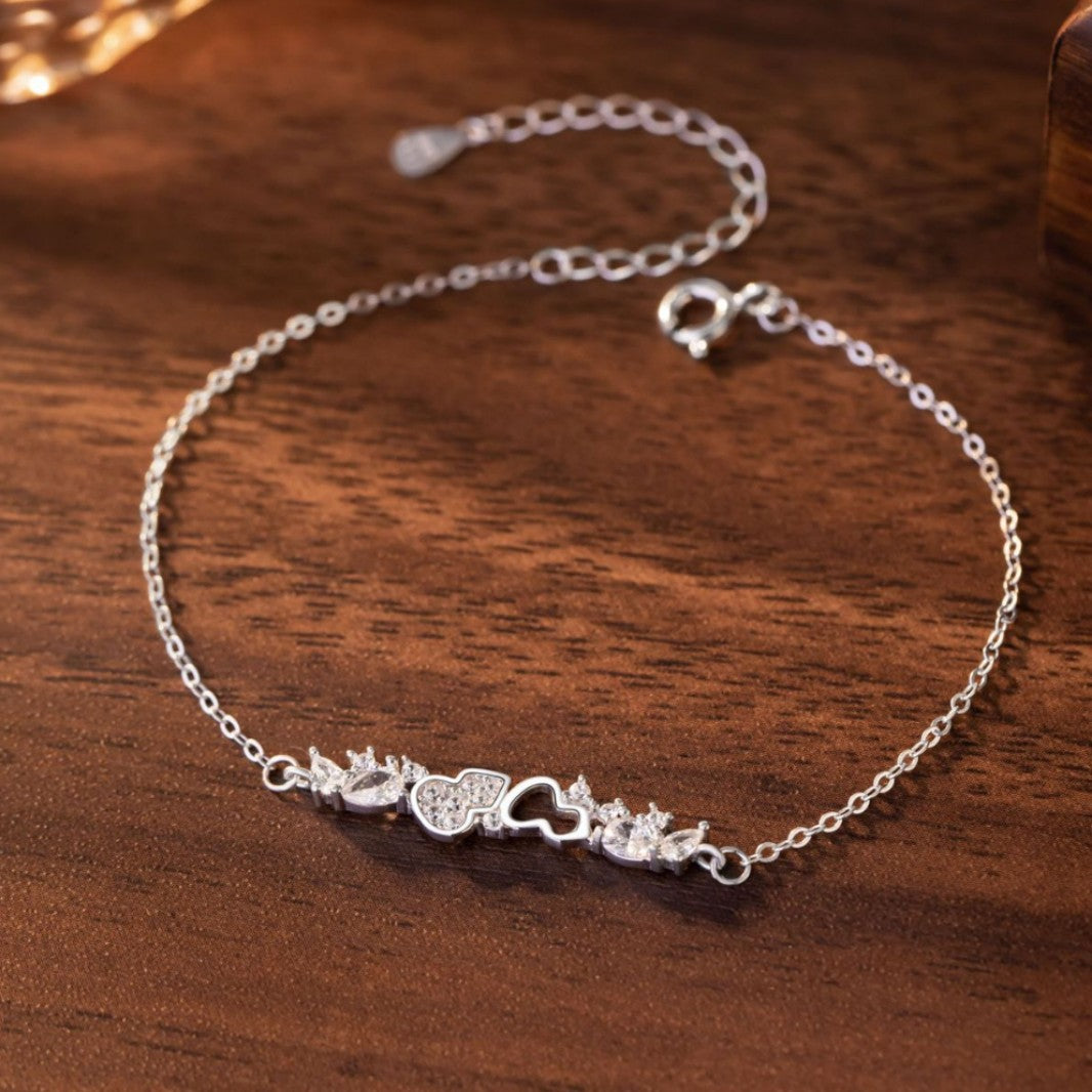 Gourd Pure Silver 999 Necklace Female Niche Design Light Luxury Star Zircon Clavicle Chain Small Red Book Same Pendant