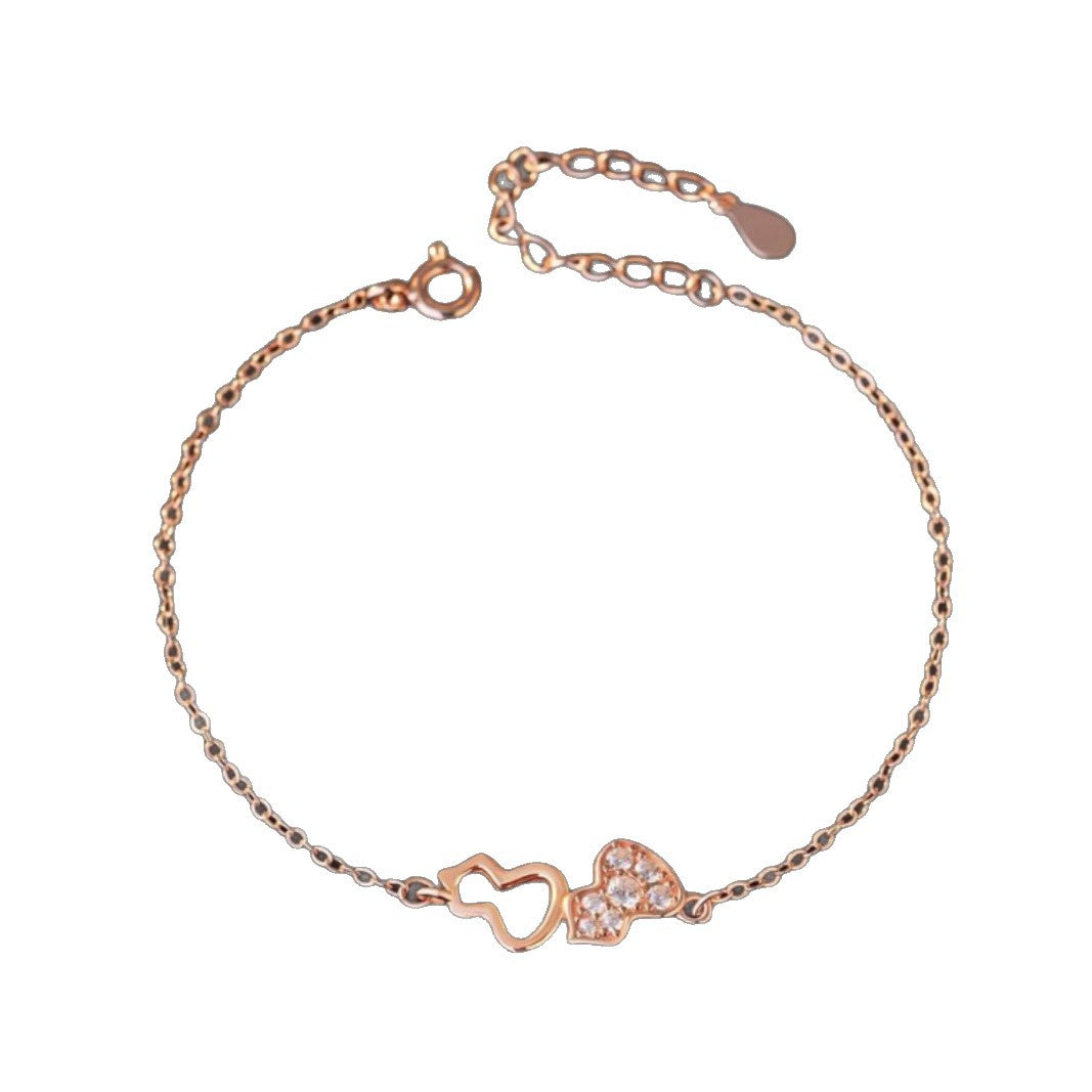 Fu Lu Double Full Sterling Silver 925 Bracelet Women's Fashion Versatile Gourd Zircon Bracelet Ins Little Red Book Same Style Bracelet