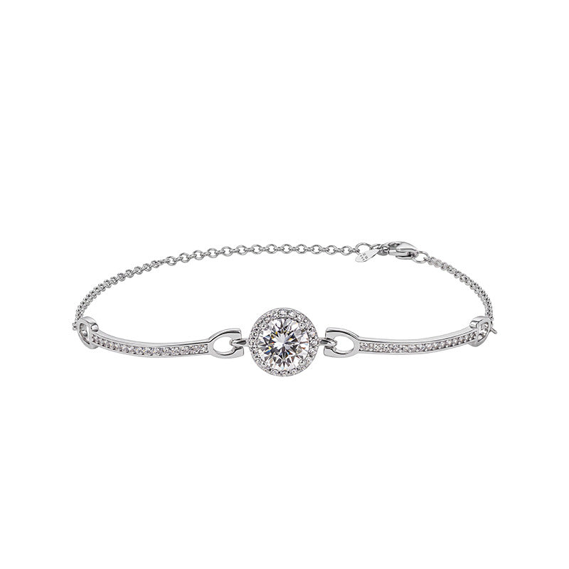 Fine Silver Bag Bracelet – Zircon Accents