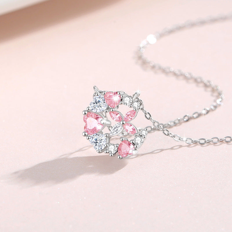 Collana in argento sterling 925 – farfalla e zirconi rosa