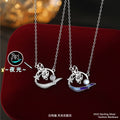 S925 Sterling Silver Necklace Female Butterfly Luminous Enamel Craft Moonstone White Agate Light Luxury Niche Girlfriends Clavicle Chain