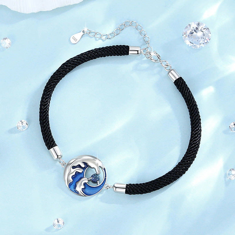 Armband aus 925er Sterlingsilber – Fischschwanz und Stern und Glasdetail