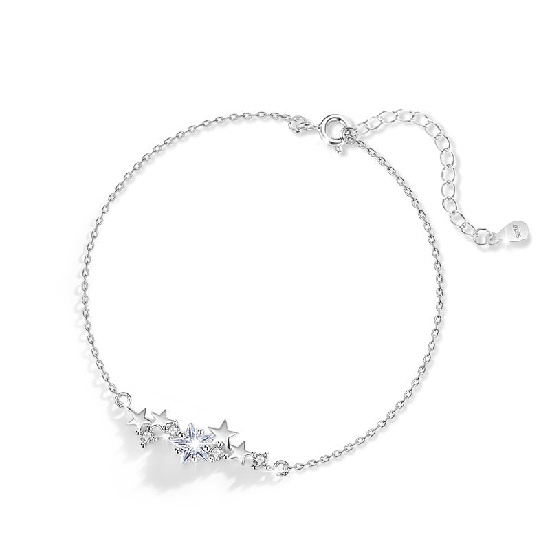 Meteor Shower Sterling Silver 925 Bracelet Female Niche Design Light Luxury Starry Bracelet Ins Style Star Bracelet