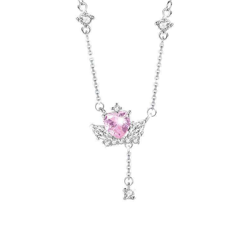 Sterling Silver Angel Wing Necklace – Zircon Accents