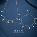 Star Moon Sterling Silver 925 Necklace Female Niche Design Light Luxury Eight Awn Star Clavicle Chain Ins Style Sun Pendant