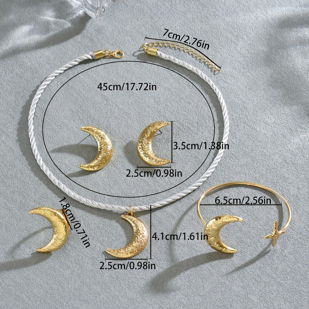 Textured Crescent and Star Jewelry — product image 3