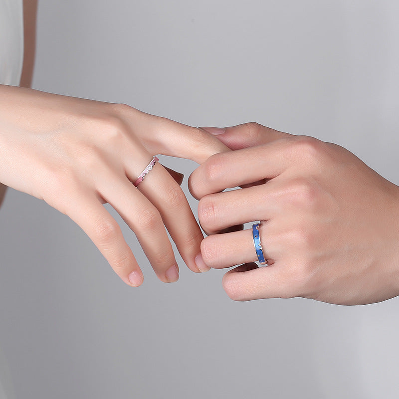 Allure Love Long-Distance Love Designer City Wall Star Moon S925 Sterling Silver Couple Ring Men and Women Lover Gift