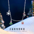 Collana in argento sterling 925 – albero di Natale e fiocco di neve e zirconi