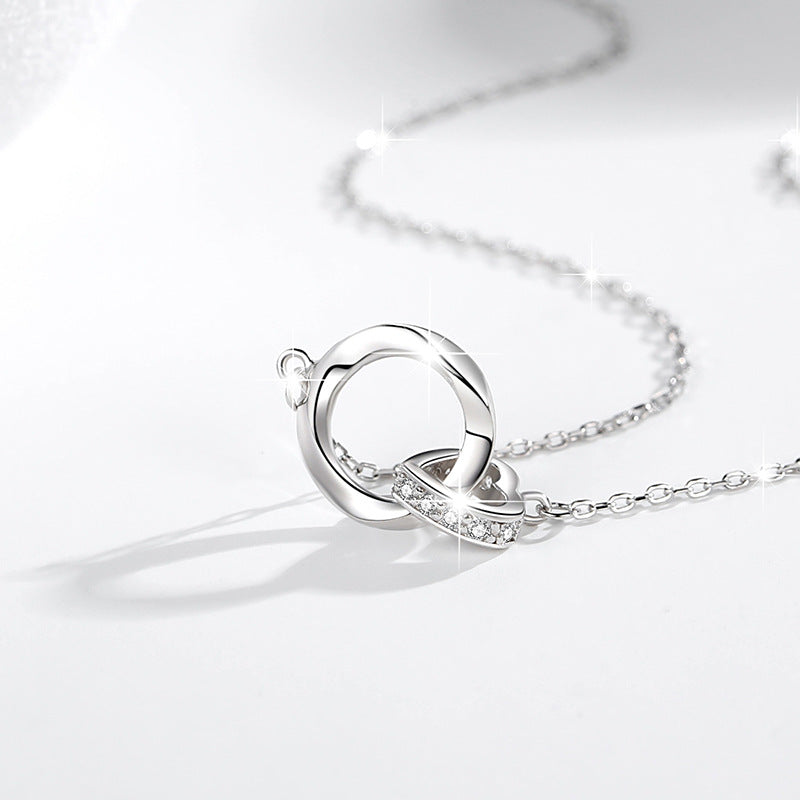 Mobius Ring 999 Pure Silver Necklace Female Niche Design Light Luxury Clavicle Chain 520 Valentine's Day Love Pendant