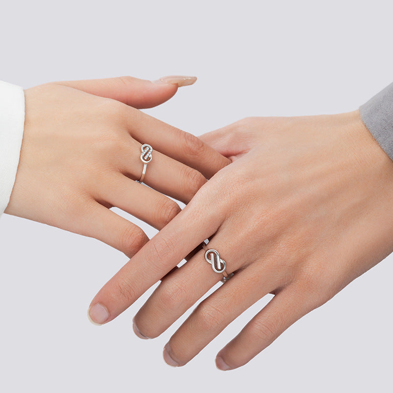 Mobius Sterling Silver S925 Couple Ring Men's and Women's Simple Infinite Symbol Ring Valentine's Day Ring