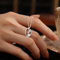 New Necklace S925 Sterling Silver Dreamy Whale Moonstone Enamel Craft Luminous Fishtail Lover Ring Gift Accessories