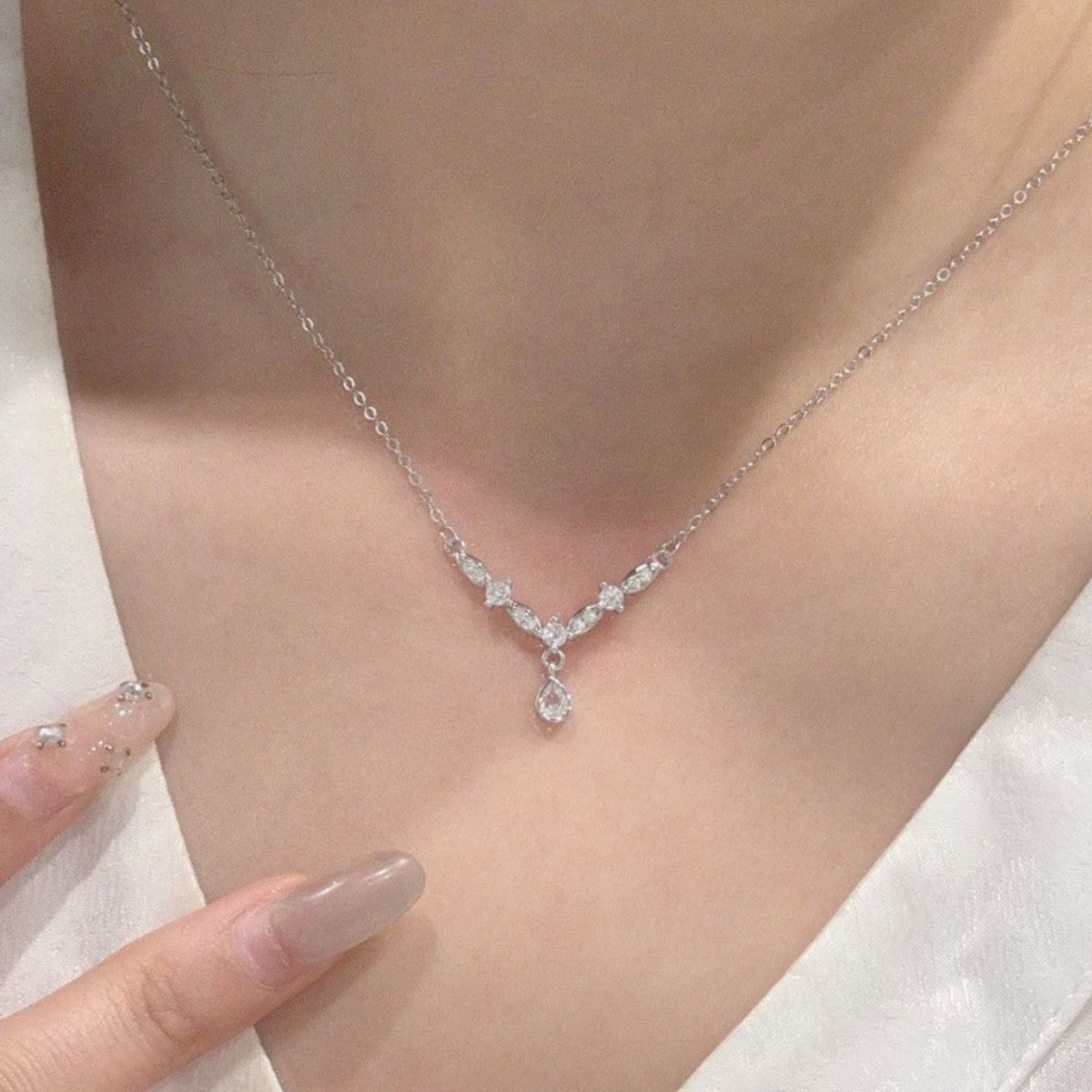Laurel Goddess Pure Silver 999 Necklace Niche Design Light Luxury Wheat Ear Clavicle Chain Ins Style Ear Safety Pendant