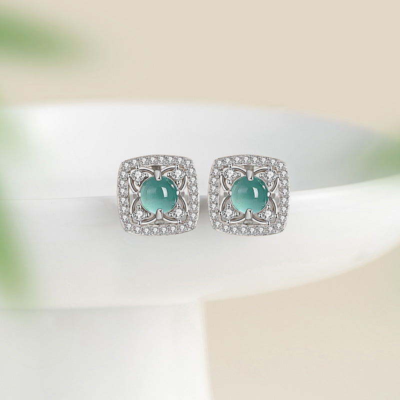 Sterling Silver Clover Stud Earrings – Jade