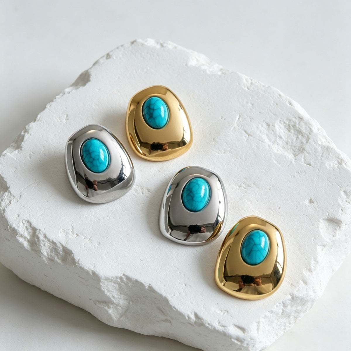 Turquoise-Color Rounded Earrings — product image 3