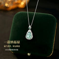 S925 Sterling Silver Necklace for Women, Ice-Proof Material Blue Water Jade Gourd Pendant, New Chinese Style Fu Lu Clavicle Chain Wholesale