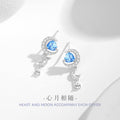 Moon Sterling Silver 925 Stud Earrings Female Niche Light Luxury High-Grade Navy Blue Zircon Star Earrings Ins Style Lovely Earrings