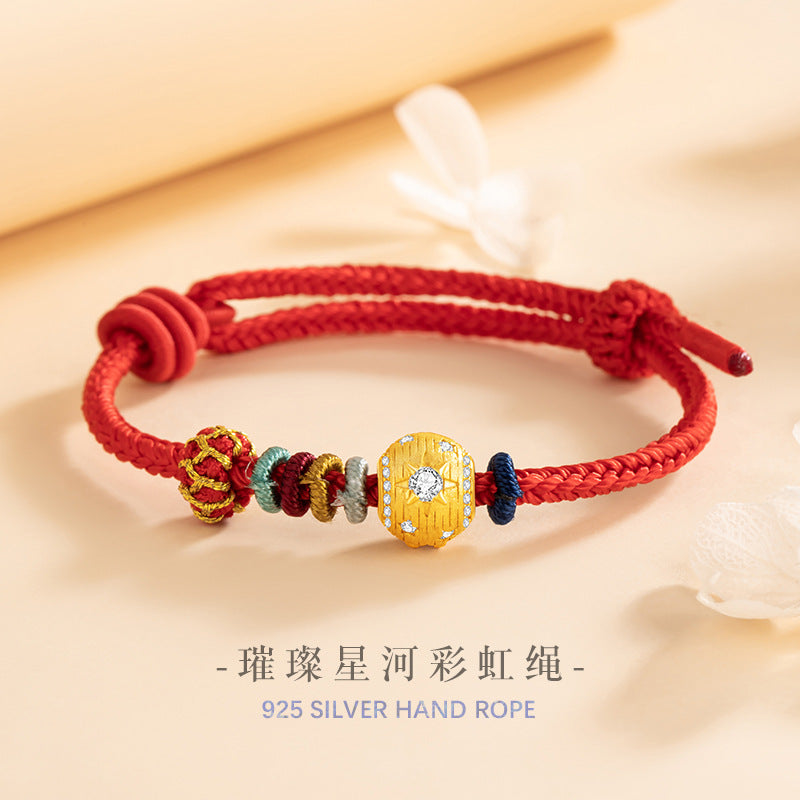 Star Sterling Silver 925 Woven Bracelet New Chinese Lucky Beads Ruyi Bracelet Ins Star River Little Red Book Same Bracelet