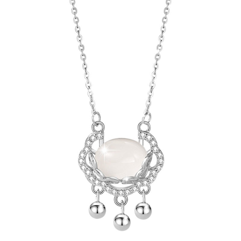 Sterling Silver Lock and Cloud Necklace – Chalcedony
