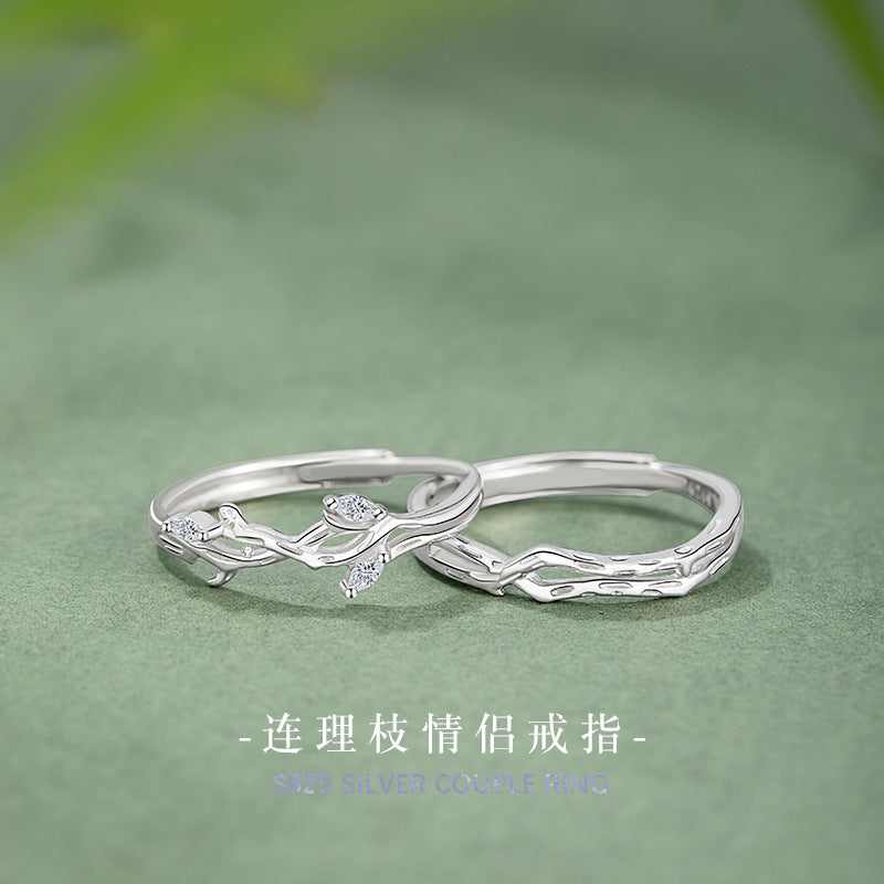 Lianlizhi Sterling Silver 925 Couple Ring Men and Women Niche Light Luxury High-Grade Zircon Ring 520 Valentine's Day Ring