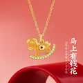 Immediately Rich Flower Sterling Silver 925 Necklace Women's Light Luxury High-Grade Gold Coin Birth Year Clavicle Chain Ins Zodiac Pendant