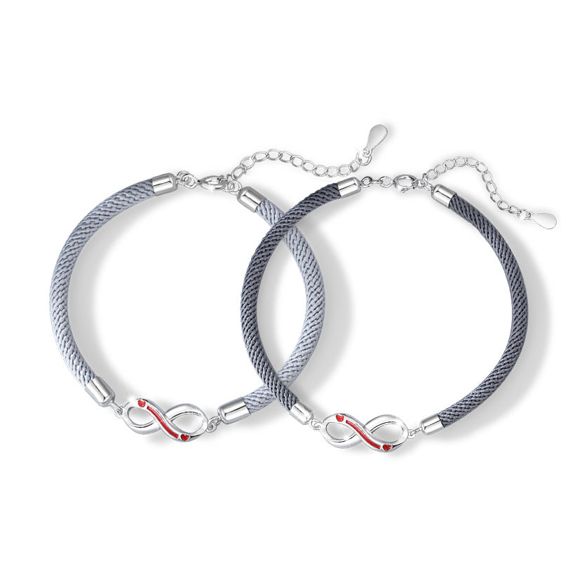 Infinite Symbol Sterling Silver 925 Couple Bracelet Men and Women Light Luxury Love Bracelet Ins Style Mobius Ring Bracelet