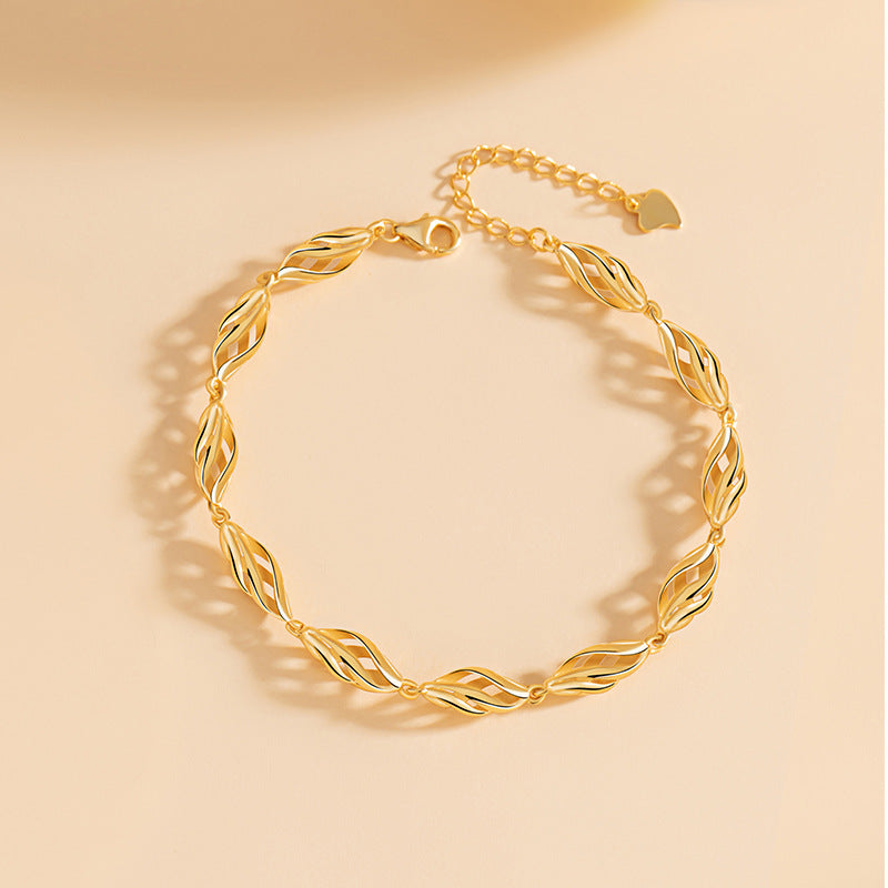 Wheat Ear Sterling Silver 925 Bracelet Female Niche Design Light Luxury Twist Bracelet Ins Style Mother's Day Gift Bracelet