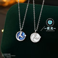 S925 Sterling Silver Necklace Female Mermaid Luminous Enamel Drop Oil Pendant Niche Girlfriends Clavicle Chain Valentine's Day Gift
