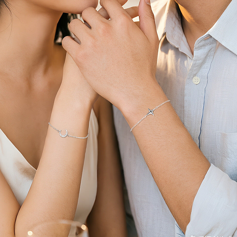 Sterling Silver Star & Moon Bracelet