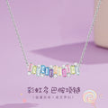 Smile Rainbow Sterling Silver 925 Necklace Female Sweet Cute Style Zircon Clavicle Chain Ins Little Red Book Dopamine Pendant