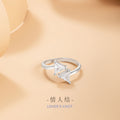 Bow Sterling Silver 925 Ring Women's Fashion Versatile Geometric Zircon Ring Ins Light Luxury Style Triangle Ring