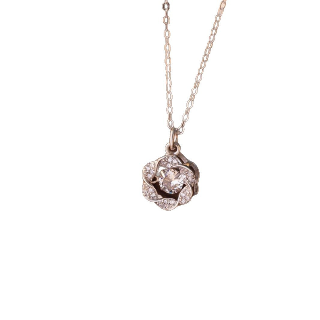 Eight Awn Star Sterling Silver 925 Smart Necklace Women's Fashion All-Match Star Zircon Clavicle Chain Beating Heart Pendant