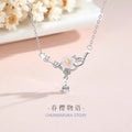 Cherry Blossom Sterling Silver 925 Necklace Female Niche Design Light Luxury White Shell Clavicle Chain Get Things Ins Style Flower Pendant