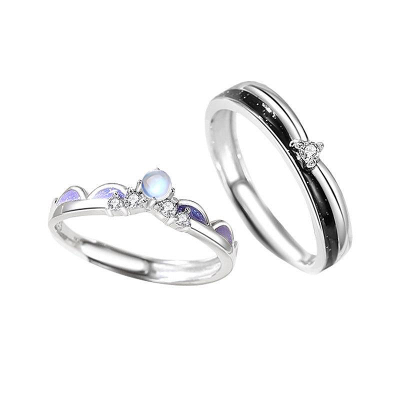 Adjustable Sterling Silver Crown Ring – Zircon Accents