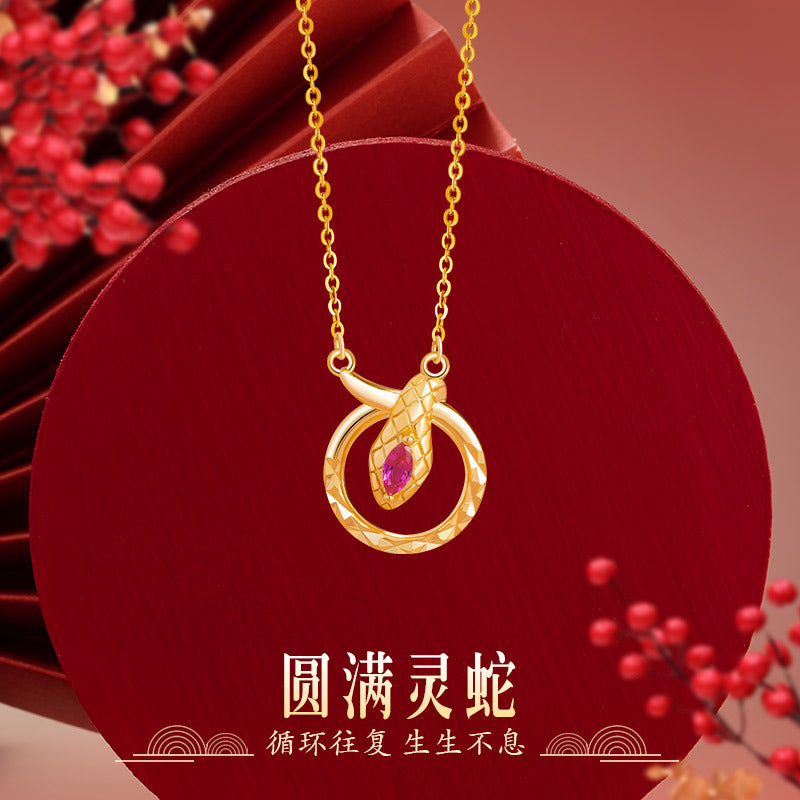 Lingsnake Sterling Silver 925 Necklace Light Luxury High-Grade Mobius Ring Zodiac Clavicle Chain Ins Style Animal Year Pendant