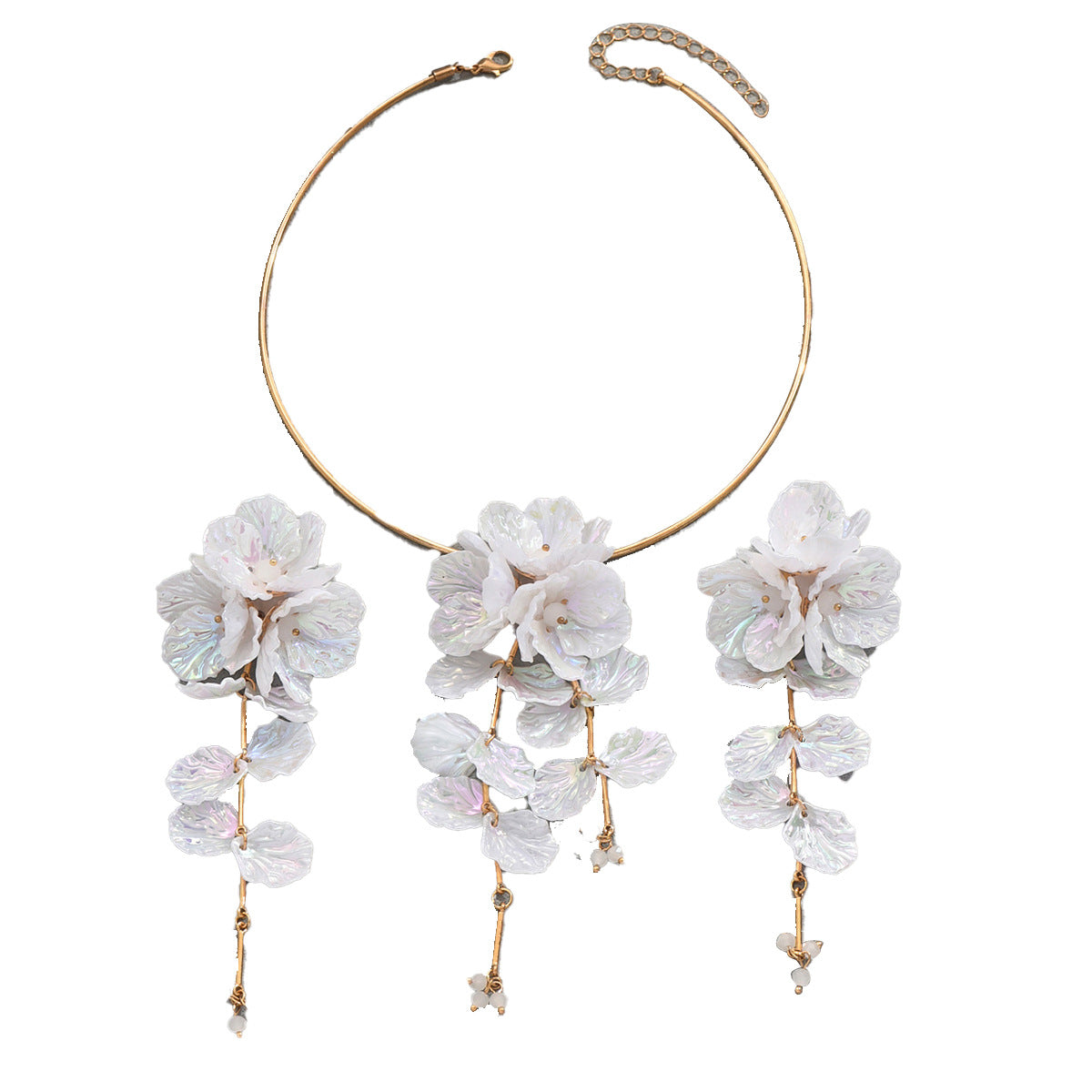 White Cascading Flower Jewelry — product image 5