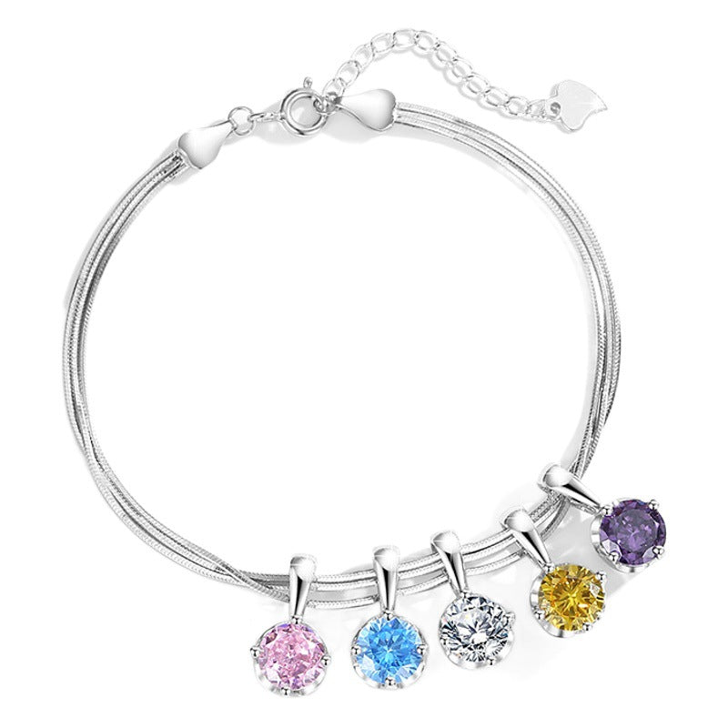Sterling Silver Heart Bracelet – Zircon Accents