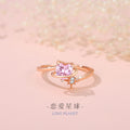 Lovely Sterling Silver 925 Ring Women's Fashion All-Match Pink Diamond Ring Things Ins Open Adjustable Planet Ring