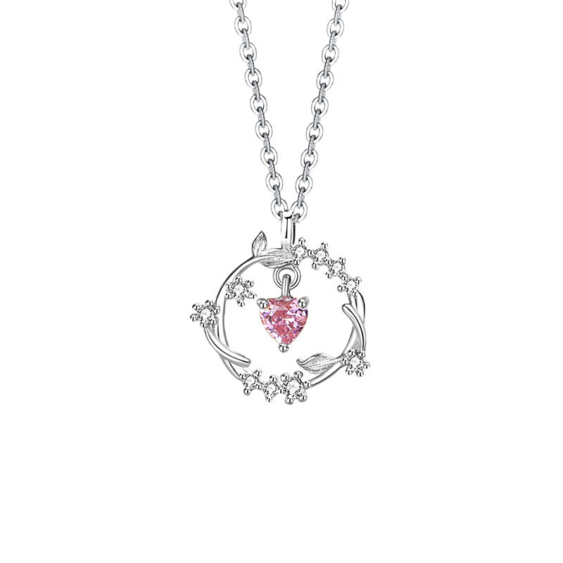 Sterling Silver Flower Necklace – Pink Zircon