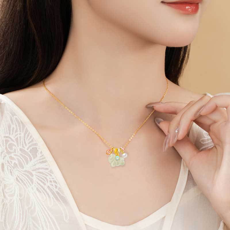 Instant Rich Flower Sterling Silver 925 Hetian Jade Necklace Sweet Natural Freshwater Pearl Clavicle Chain Donut Pendant
