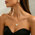 Pearl-Effect Open Flower Jewelry