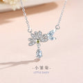 Daisy Sterling Silver 925 Necklace Female Niche Design Light Luxury Zircon Tassel Clavicle Chain Ins Style Butterfly Pendant