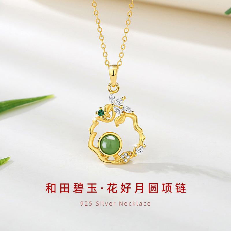 Collana in argento sterling 925 – fiore e farfalla e diaspro