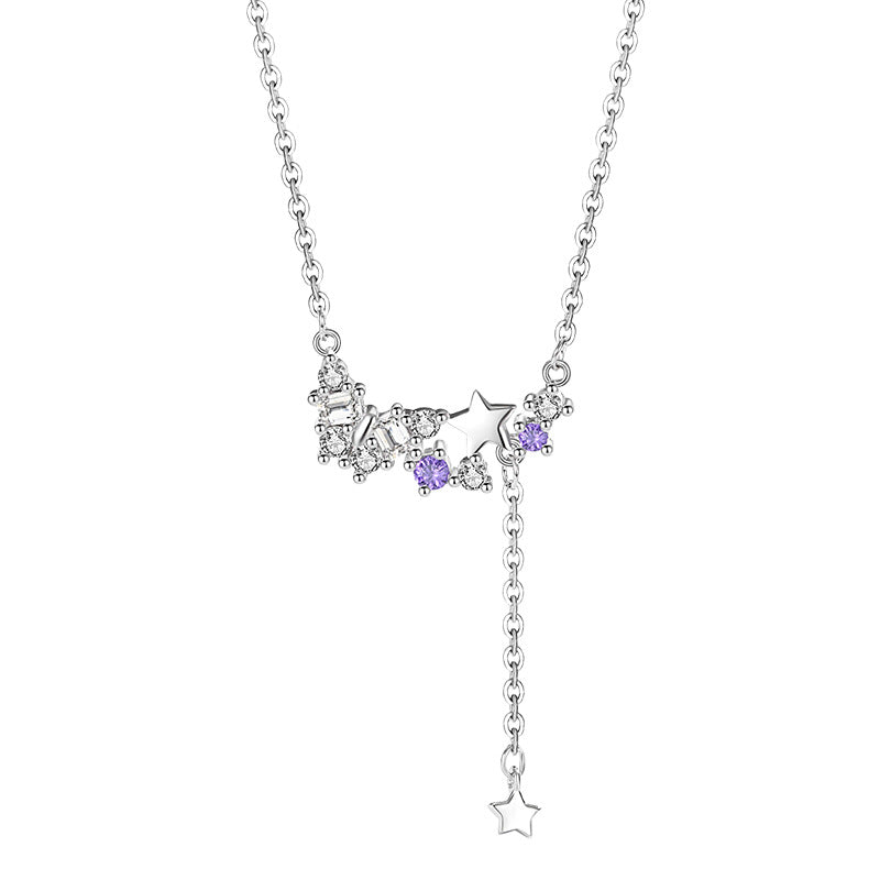 Butterfly Sterling Silver 925 Necklace Female Niche Design Light Luxury Tassel Zircon Clavicle Chain Ins Style Meteor Shower Pendant