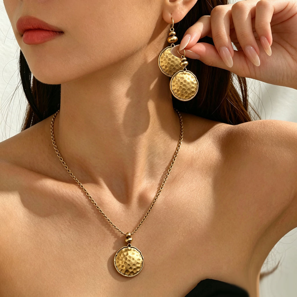 Hammered Disc Drop Jewelry