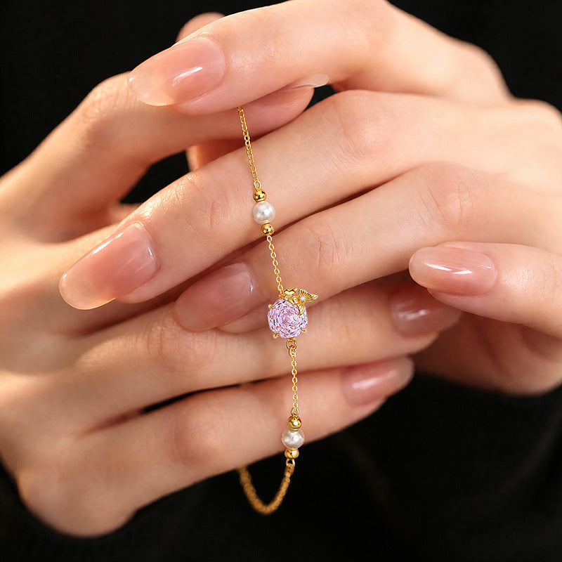 Sterling Silver Sphere and Rose Jewelry – Pearl Detail
