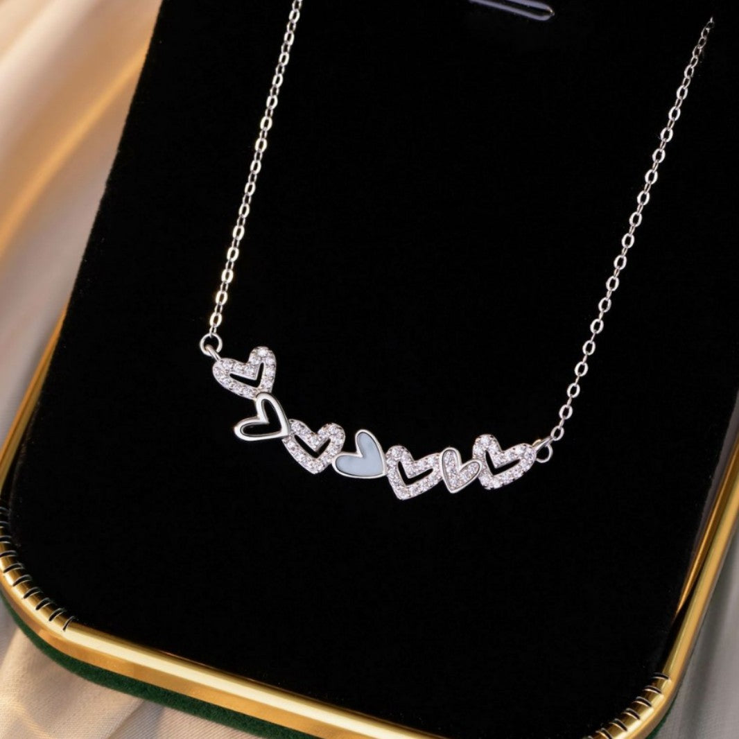Lovely Sterling Silver 925 Luminous Necklace Female Niche Design Light Luxury Zircon Clavicle Chain Small Red Book Gift Pendant